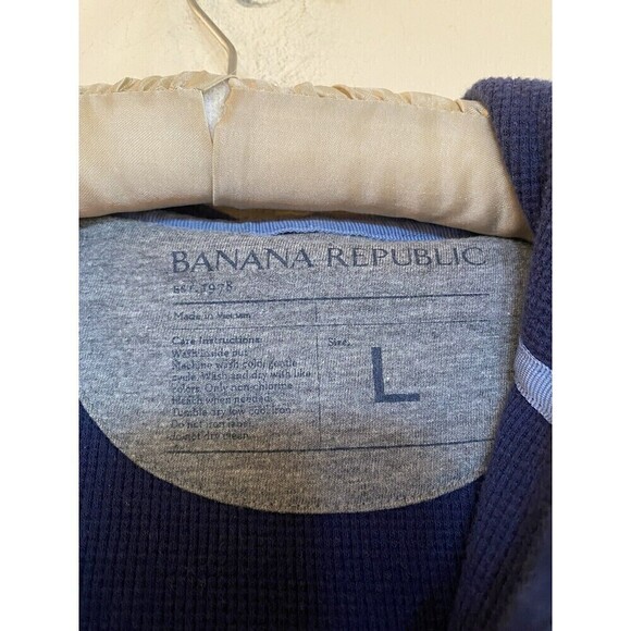 Banana Republic Men’s Blue Thermal Top With Hood Sz.L - Picture 3 of 4